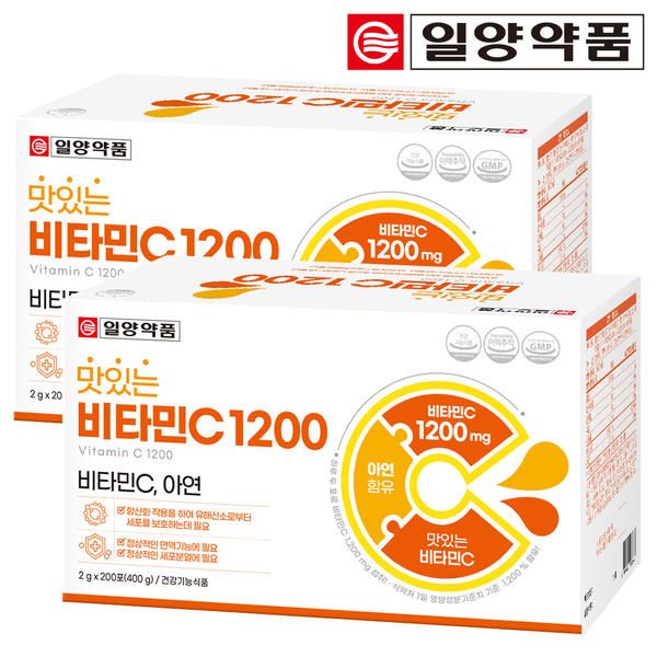 상품 이미지: 일양약품 맛있는 비타민C 1200 대용량 200포 X 2박스 아연 비타민씨 분말 가루 스틱