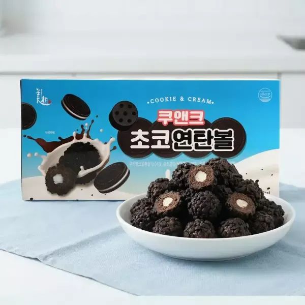 상품 이미지: [신제품] 쿠앤크 초코 연탄볼 30입 x 2개 / 21가지 국내산 곡물 크리스피 롤 크런치 초코볼 과자 간식 대용량과자 로쉐 초코과자 쿠키 크림