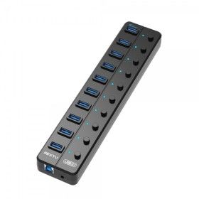 상품 이미지: NEXTU 유우젠 10포트 USB3.1 개별스위치 USB허브 (NEXT-710U3) (전원포함) 빈컴