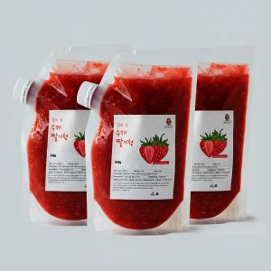 상품 이미지: 동화속딸기 수제 딸기청 국산 자일로스 홈 카페 에이드 라떼 납품 대용량500gx3