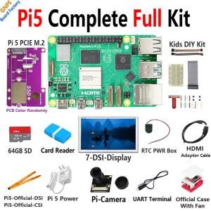 상품 이미지: 라즈베리 파이 5 전체 키트 PCIE-NVME-SSSD LCD 케이스 전원 UART RTC-BOX SD 또는 4GB 보드