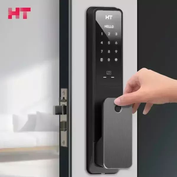 상품 이미지: 현대에이치티 푸시풀 무타공 지문인식 디지털 도어락 TDL-P1102F