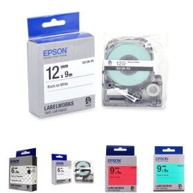 상품 이미지: ( EPSON) 라벨테이프 12mm ( SS12K 흰색 검정)/라벨/테이프/라벨지/스티커/네임/라벨기/프린터/학교/인쇄