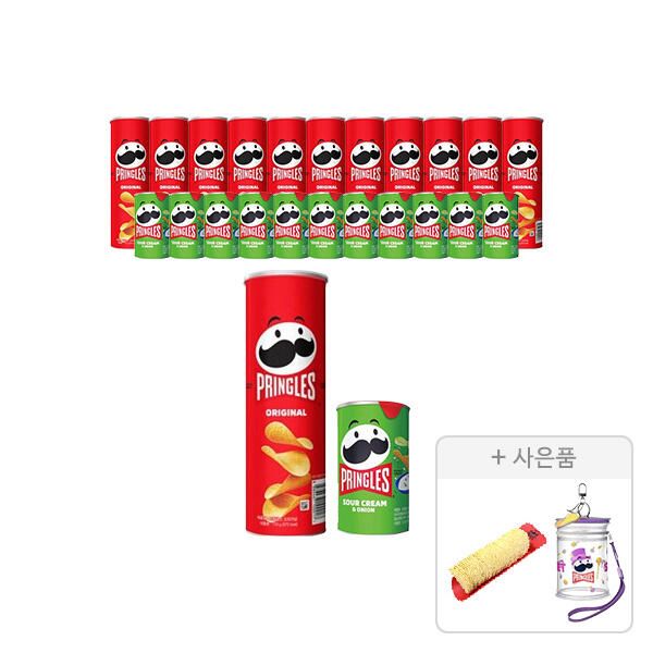 상품 이미지: 프링글스 오리지날 110g, 12개+양파맛 53g, 12개 + 증정(트레이, 1개+ S캔 파우치 키링,1개)