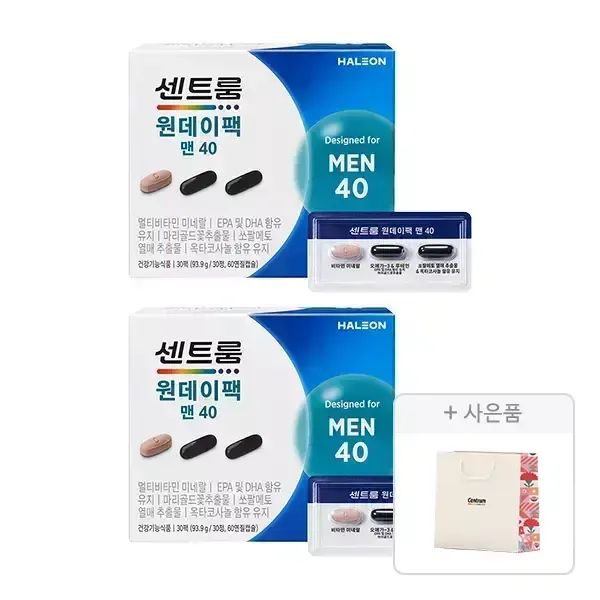 상품 이미지: 센트룸 원데이팩 맨40, 2개 + 증정 (포지타노 레몬캔디+가정의달 쇼핑백)