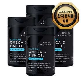 상품 이미지: 스포츠리서치 오메가3 피쉬 오일 3배 강도 소프트젤 90정 x4병