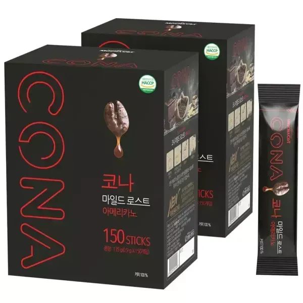 상품 이미지: [공식판매점] 코나 마일드로스트 150T+150T 블랙커피 아메리카노 미니 스틱 봉지
