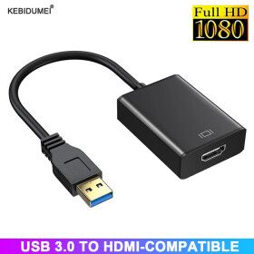 상품 이미지: 데스크탑 노트북 PC용 USB to HDMI 어댑터 외장 3.0 호환 컨버터 비디오 케이블 HD 1080P