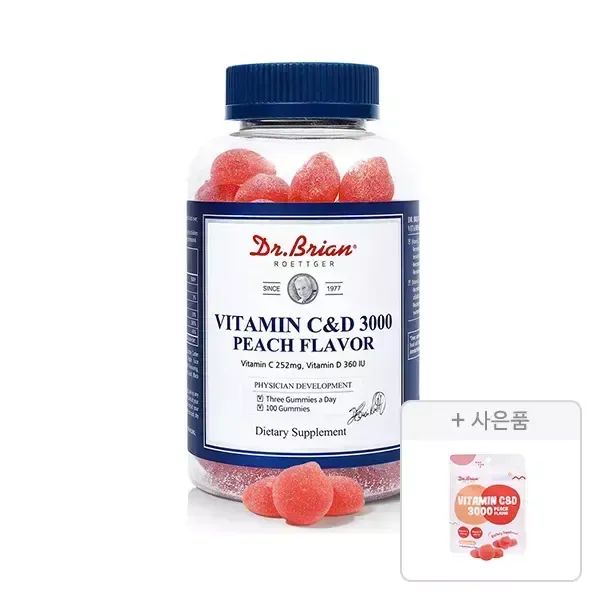 상품 이미지: 닥터브라이언 비타민C&D 3000 복숭아맛 100구미, 1개+증정(복숭아맛 15구미, 1개)
