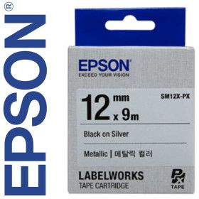 상품 이미지: 엡손라벨테이프 SM12X-PX 폭12mm 은색바탕 검정글씨