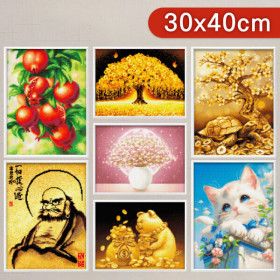 상품 이미지: (3+1 행사) 액자형 보석십자수 30x40cm 해바라기 부엉이 금전수 사과 재물나무 달마도 예수님 캔버스형
