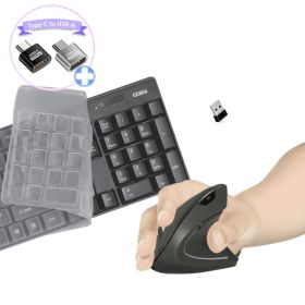 상품 이미지: 버티컬 무선 무소음마우스 실리콘 키보드 세트 콤보 KBM2258WL 코시 공식 인증점/Type-C to USB-A 젠더 증정