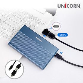 상품 이미지: 유니콘  HDD-800VA USB3.2 Gen2 2.5인치 HDD SSD 외장하드케이스 A+C젠더 알루미늄 간편조립//