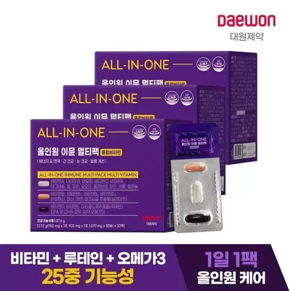 상품 이미지: 대원제약 올인원 이뮨 멀티팩 (종합비타민+오메가3+루테인) 30팩 x 3박스
