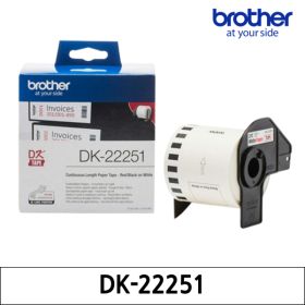 상품 이미지: 정품 브라더 라벨테이프 DK-22251 연속강화 용지 62mm 흰색바탕 검정/빨강글씨 30M