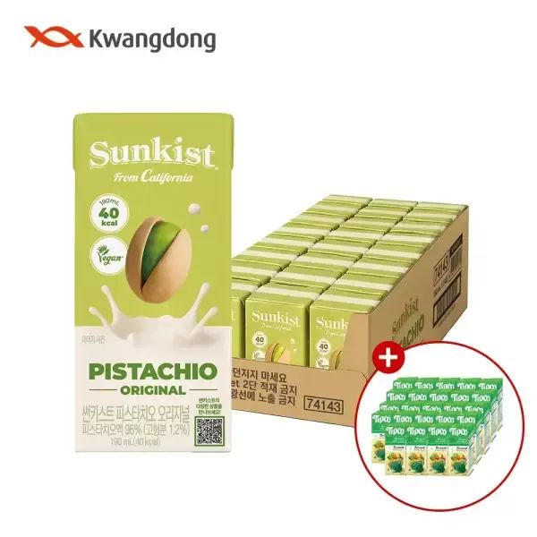 상품 이미지: 썬키스트 피스타치오 190ml 24입 1박스 + 팁코 브로콜리 200ml 24입 1박스