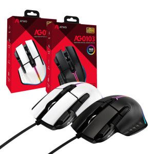 상품 이미지: 고감도 RGB 유선 USB 게이밍 마우스 AG0103 컴퓨터 PC 게임용 블랙 화이트