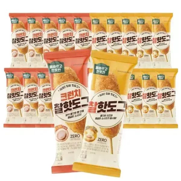 상품 이미지: [내일도착] 올반 크런치핫도그 10봉 + 찰핫도그 10봉 (총 20봉)