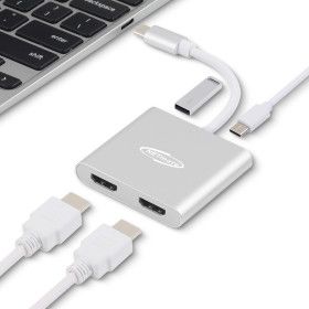 상품 이미지: USB C타입 to 4K HDMI 듀얼 모니터 멀티포트 100W PD충전 노트북 TV 연결 어댑터 변환젠더 컨버터 변환기