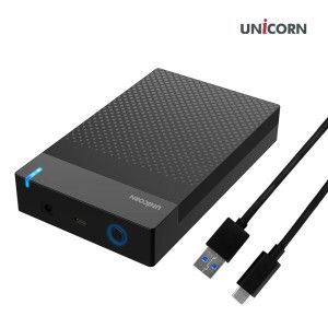 상품 이미지: 유니콘 HDD-500V USB3.1 C to A 유무선 외장하드케이스 3.5인치 원터치 슬라이드 조립