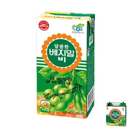 상품 이미지: 베지밀 달콤한 비 두유, 190ml, 32개