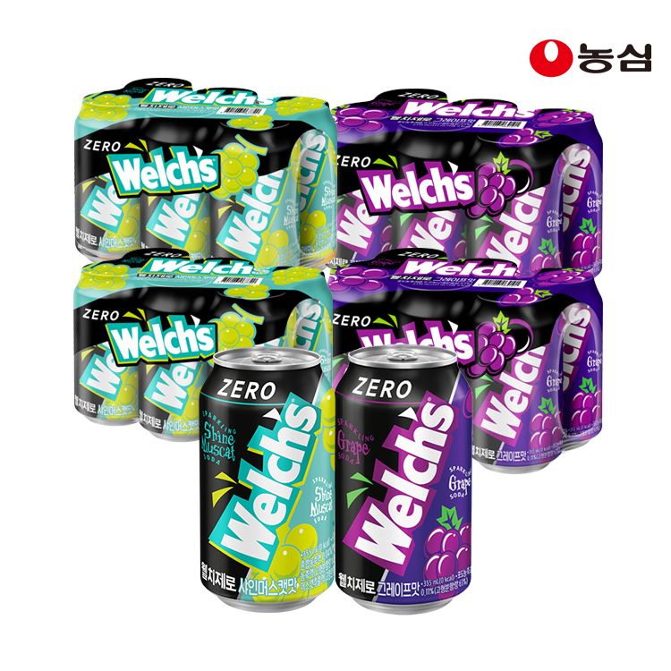 상품 이미지: 웰치스 제로 소다 그레이프 355ml 12개 + 샤인머스켓 355ml 12개
