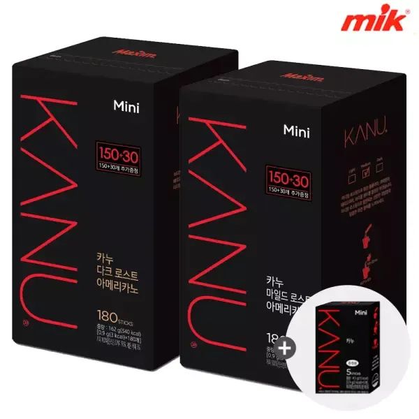 상품 이미지: 맥심 카누 다크/마일드 미니 180T+5T [아메리카노/디카페인/원두커피/커피믹스/모카골드/화이트골드/티라