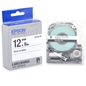 상품 이미지: ( EPSON) 라벨테이프 12mm ( SS12K 흰색 검정)/라벨프린터지/라벨용지/리필테이프/라벨전용/라벨테잎/네임