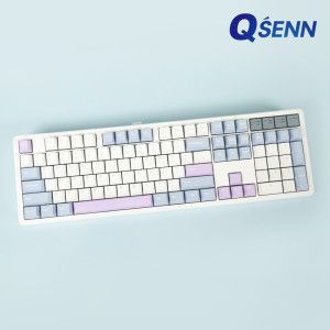 상품 이미지: QSENN Q104 PBT 풀윤활 가스켓 유무선 기계식 키보드 블루퍼플 하이무 저소음 바다소금축