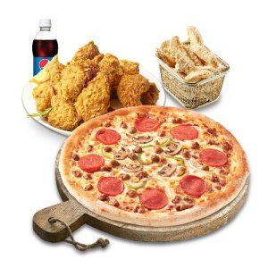 상품 이미지: 피치세트L(콤비네이션피자L+후라이드치킨(뼈))+리얼웨지콘스프+콜라1.25L