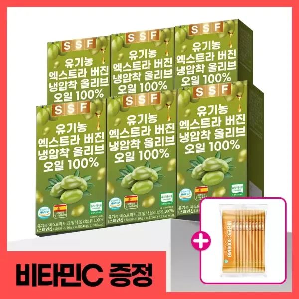상품 이미지: [비타민C10포 더]순수식품 유기농 엑스트라버진 올리브오일 6박스 100% 냉압착 피쿠알 단일품종