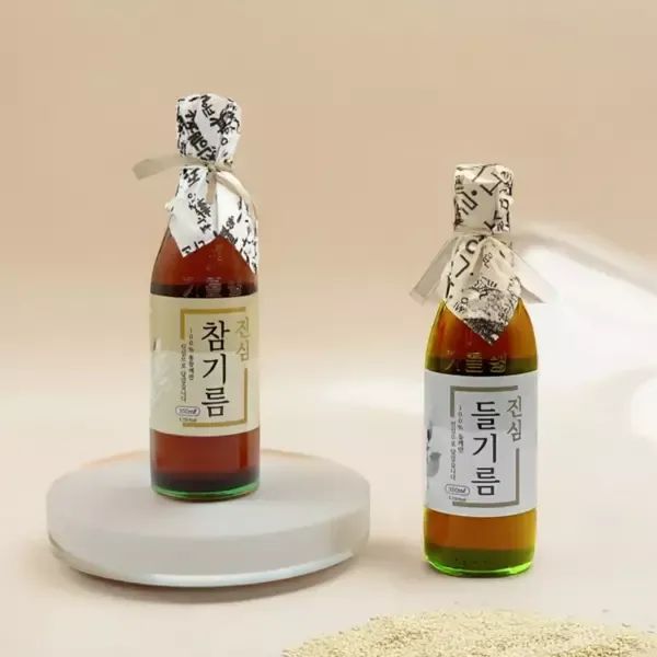 상품 이미지: 고기중독 단1회착유 진심들기름 350ml + 진심참기름350ml