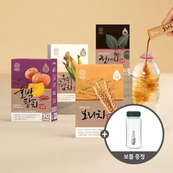 상품 이미지: 티브루 간편하게 타먹는 액상차 10ml 30+30 총 60개입(보리차/옥수수수염차/헛개수/호박팥차) + 아이스보틀
