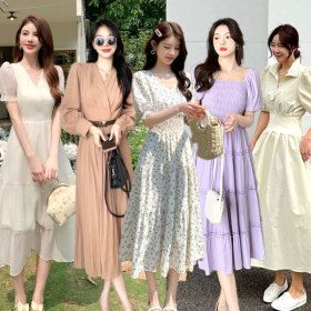 상품 이미지: 3투피앤 봄 신상 쉬폰 여성원피스 결혼식 빅사이즈 하객룩 정장 미니 투피스 롱원피스 치마 여름 휴양지