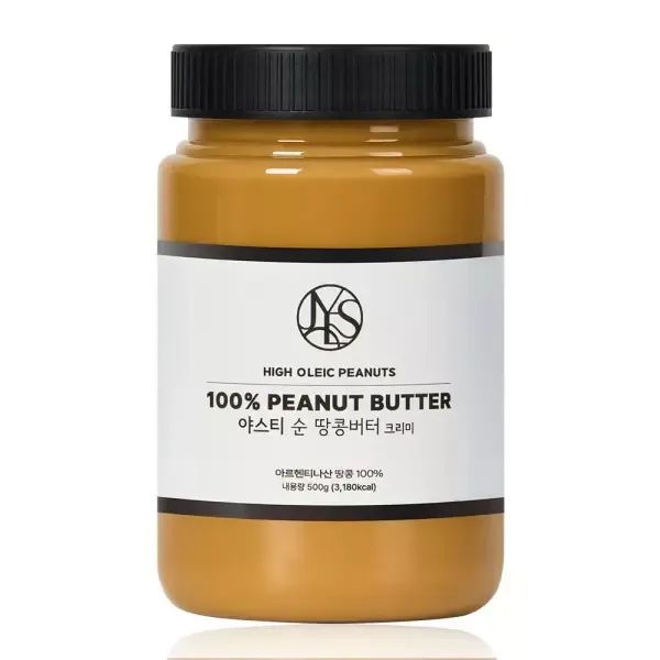 상품 이미지: 야스티 아르헨티나산 하이올레익 땅콩 100% 국내제조  순 땅콩버터 크리미 500g X 1개 무첨가 100% 피넛버터 잼