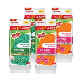 상품 이미지: 3M 음식물이 끼지않는 도트수세미2+1입 12개 (제로/강력 택1)