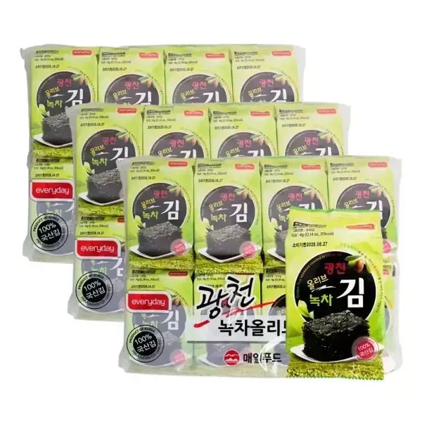 상품 이미지: 올리브 녹차 광천 도시락 김 4g, 48팩