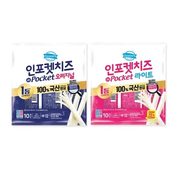 상품 이미지: 동원 덴마크 인포켓 치즈 오리지널/라이트 20g 30개