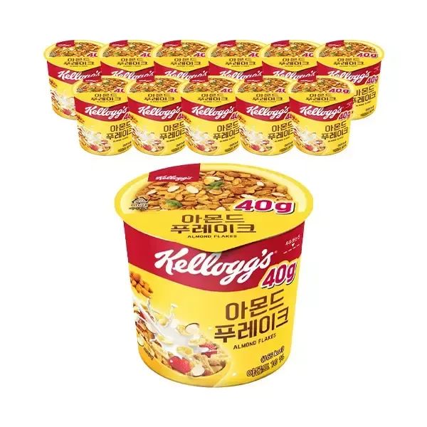 상품 이미지: 켈로그 아몬드 푸레이크 컵시리얼 40g, 12개