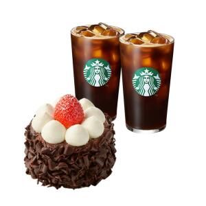 상품 이미지: (스타벅스) 아이스 카페 아메리카노 T 2잔 + 딸기 촉촉 초코 생크림 케이크