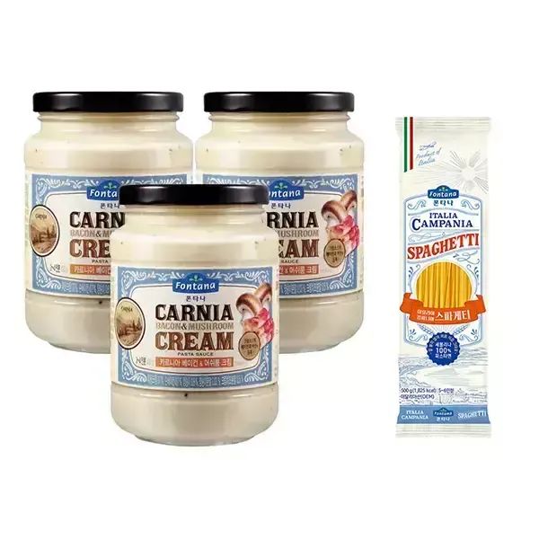 상품 이미지: 폰타나 베이컨앤머쉬룸 크림파스타소스, 430g, 3개 +이탈리아 캄파니아 스파게티 500g,1개