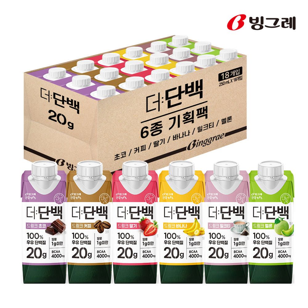 상품 이미지: 빙그레 더단백 250ml 6종 혼합 18개 단백질 음료