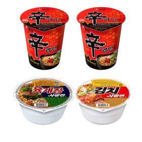 상품 이미지: 신라면컵 12개 + 육개장컵 6개 + 김치사발면 6개 (총 24개)