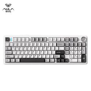 상품 이미지: 독거미 AULA F99 PRO 커스텀 기계식 무선 게이밍 키보드 3종연결모드 화이트그레이 경해축