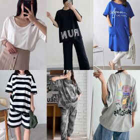 상품 이미지: (15%쿠폰)민트위니 봄신상 빅사이즈 오버핏 이 가격 티셔츠 상하세트 투피스 트레이닝세트