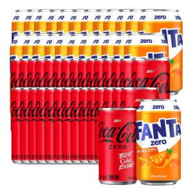 상품 이미지: 코카콜라제로 190ml x 30캔 + 환타제로 오렌지 350ml x 24캔