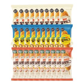 상품 이미지: (올반)올반키친 찰 핫도그80gx10개 + 크런치 찰 핫도그75gx10개 + 모짜체다 찰 핫도그 80gx10개