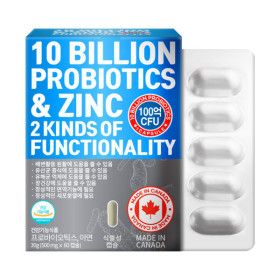 상품 이미지: 100억 보장 프로바이오틱스 17종 생 유산균 2개월분 1박스(60캡슐) 아연 캐나다직수입 식물성캡슐