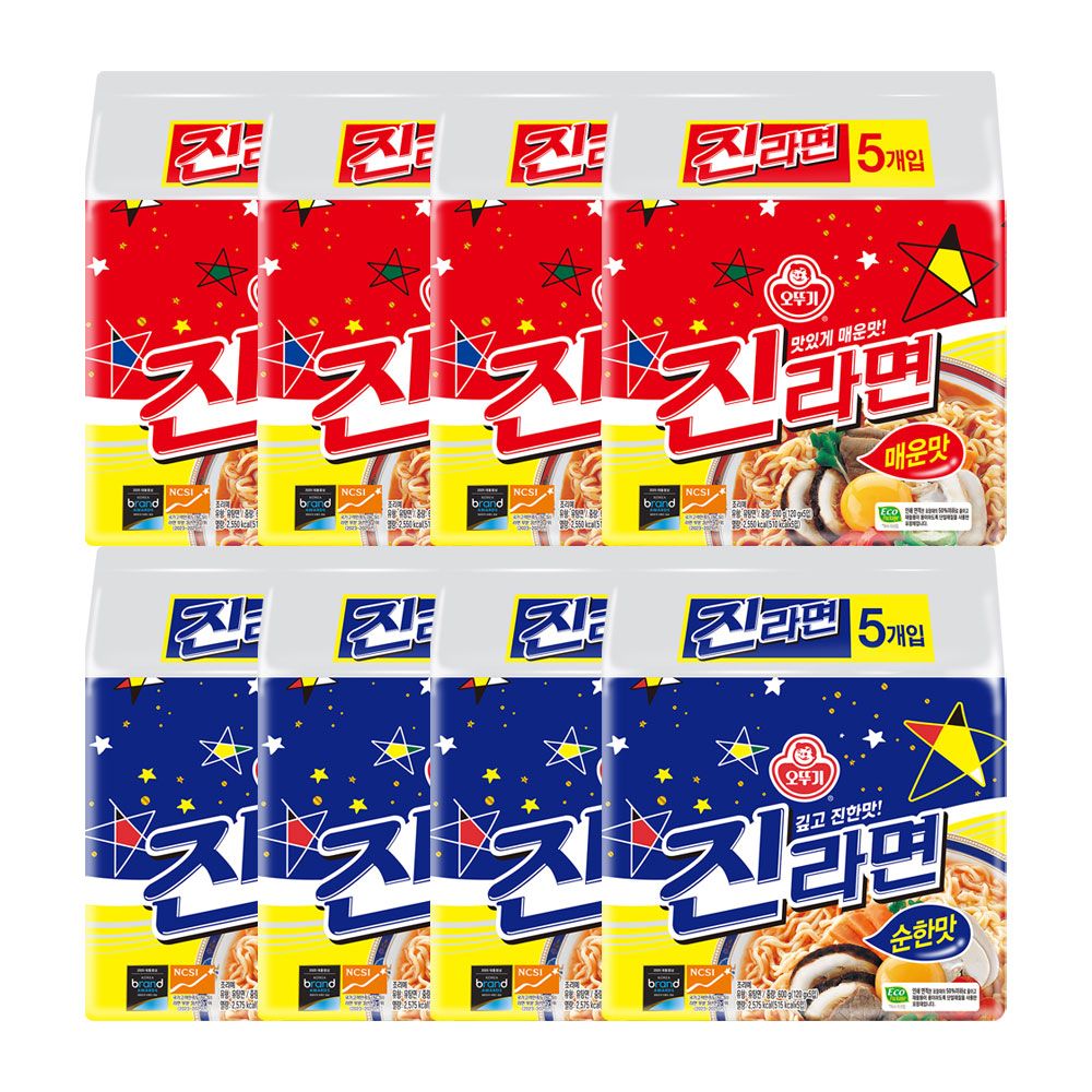 상품 이미지: [4+4] 오뚜기 진라면 매운맛/순한맛/약간매운맛/진비빔면/스낵면/열라면/짜슐랭/참깨라면 외