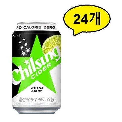 상품 이미지: 칠성사이다 제로 라임, 355ml, 24개
